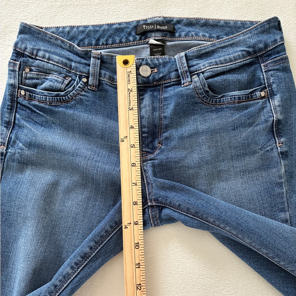 White House Black Market Blanc Crop Jeans 4 Blue Straight Leg Denim WHBM Casual - Picture 12 of 16